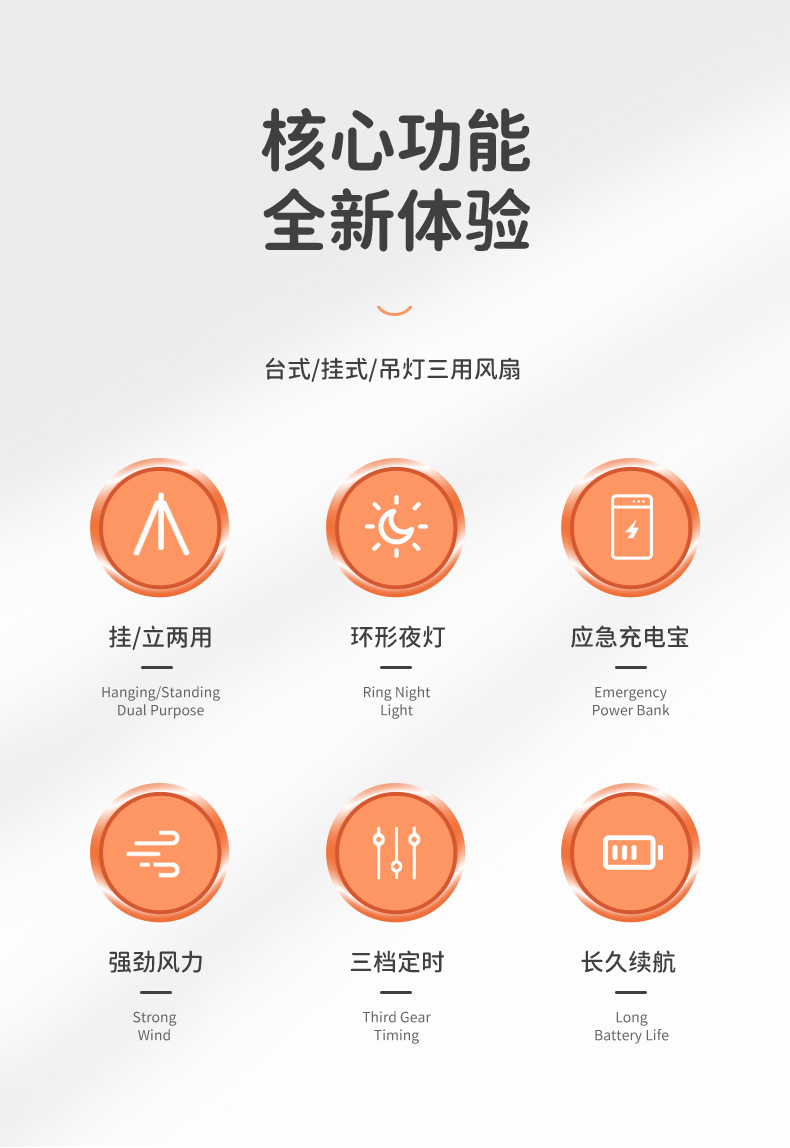 DQ212 Camping Tripod fan Outdoor Fan Light Portable USB Camping tent Small Ceiling Fan Desktop fan pic 2