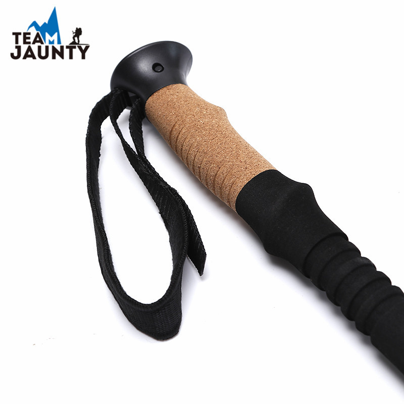 Cross-border best-selling three-section straight handle inner lock shock-absorbing trekking stick set, outdoor hiking retractable walking stick set pic 3