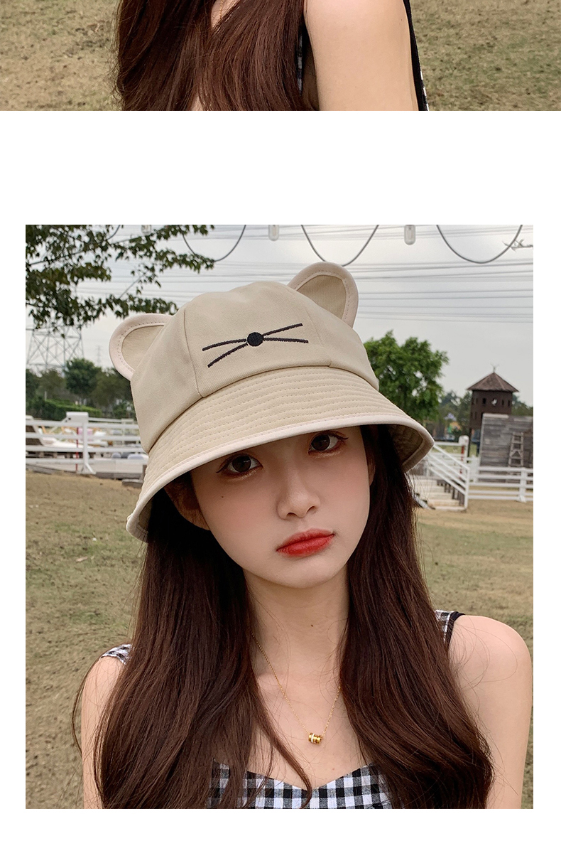 储杰渔夫帽女2022韩版春秋季卡通猫咪胡须遮阳帽夏季学生可爱盆帽详情16