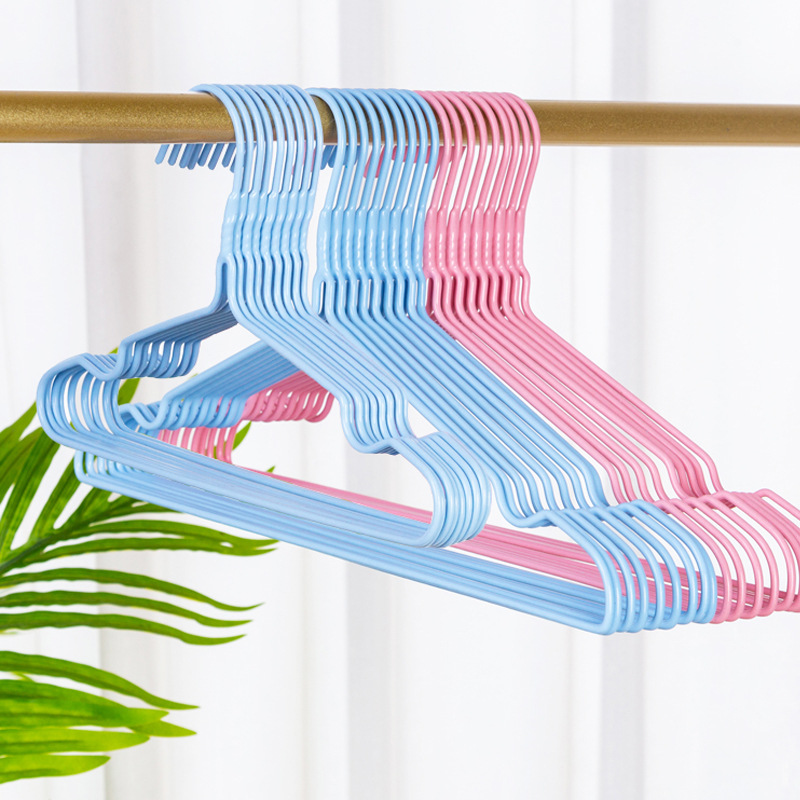 Colored plastic-coated clothes hangers, adult thickened clothes hangers, household traceless clothes hangers, clothes racks, clothes racks, clothes supports, drying racks pic 11