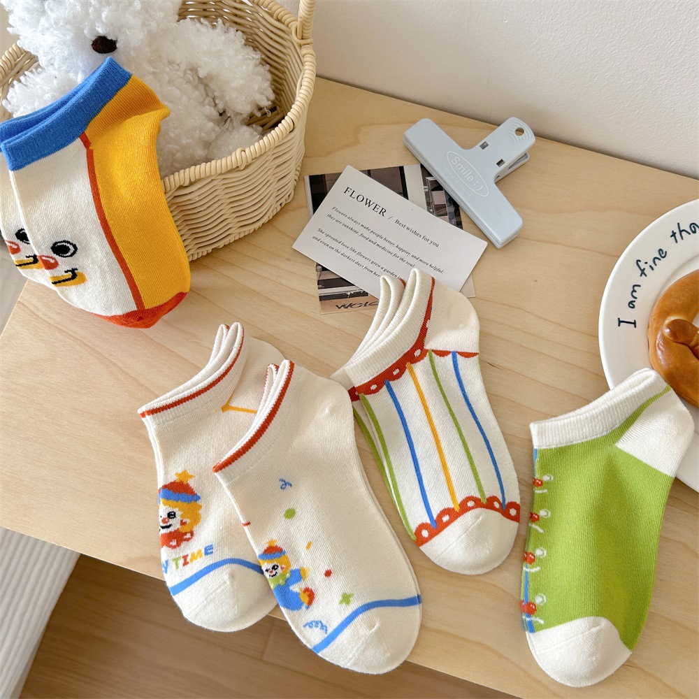 Quirky clown boat socks for women spring and summer, thin, low-top, shallow-mouth short socks, cotton boneless socks, wholesale of Zhuji socks pic 2