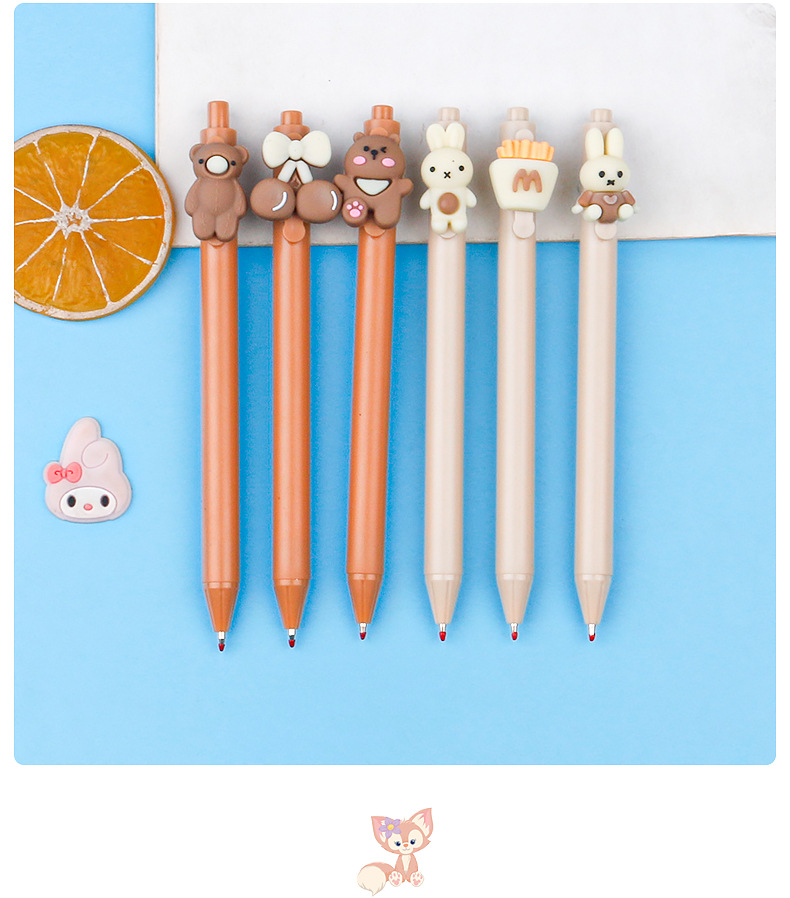 Cute and adorable series of press pens, high appearance level, three-dimensional cartoon press gel pen, 0.5 student press water pen pic 5