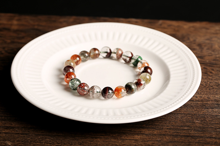 Natural raw mineral green ghost bracelet, color Ghost single-loop bracelet, about 9-10mm, crystal transparent treasure basin pic 7