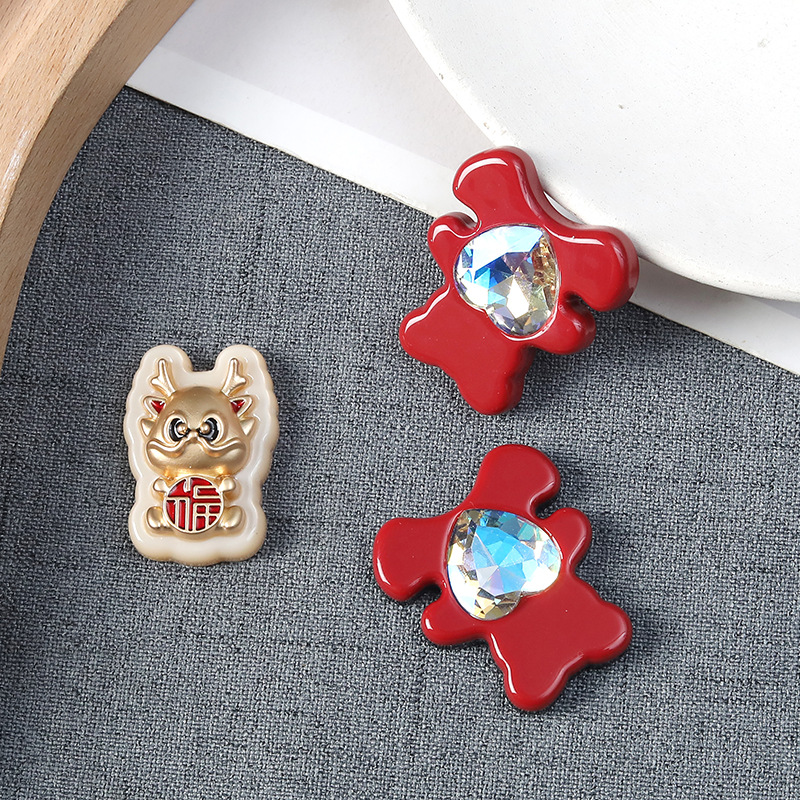 新年国风热卖卡通diy醋酸配件合金龙桃心小熊C扣发绳洞洞鞋挂链配详情4