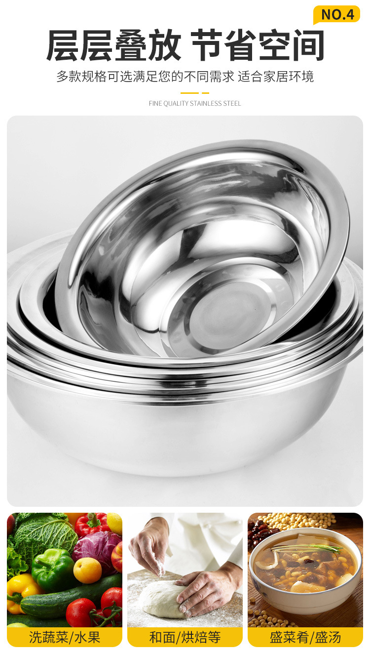 厂家批发不锈钢盆40cm商用大盆洗脸盆洗菜盆和面盆餐馆酒店餐厅盆详情40