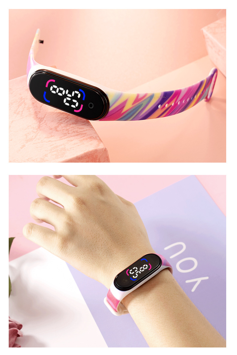 Xiaomi 6LED Touch Screen waterproof Electronic Watch for Girls with printed sports, junior high school student electronic watch pic 13