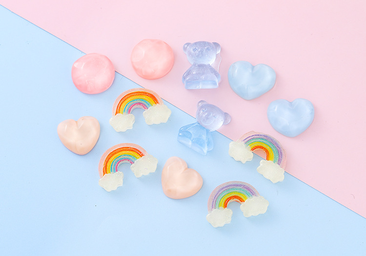 透明糖果色树脂立体小熊爱心彩虹DIY手机壳发夹手作饰品配件批货详情8