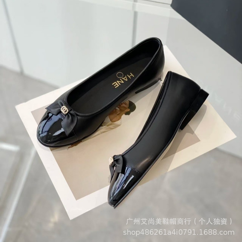 小香风蝴蝶结芭蕾舞鞋2024年新款低跟真皮拼色浅口圆头气质单鞋女详情10