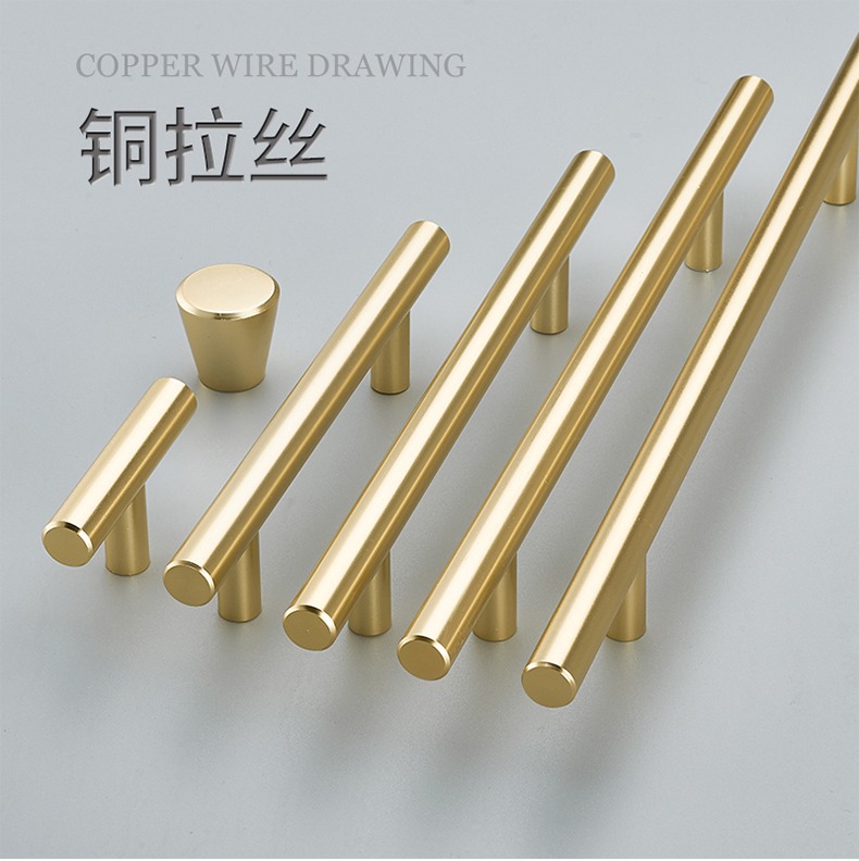 厂家批发轻奢哑黑金色抽屉橱柜衣柜门拉手柜门铝合金简约门把手详情15