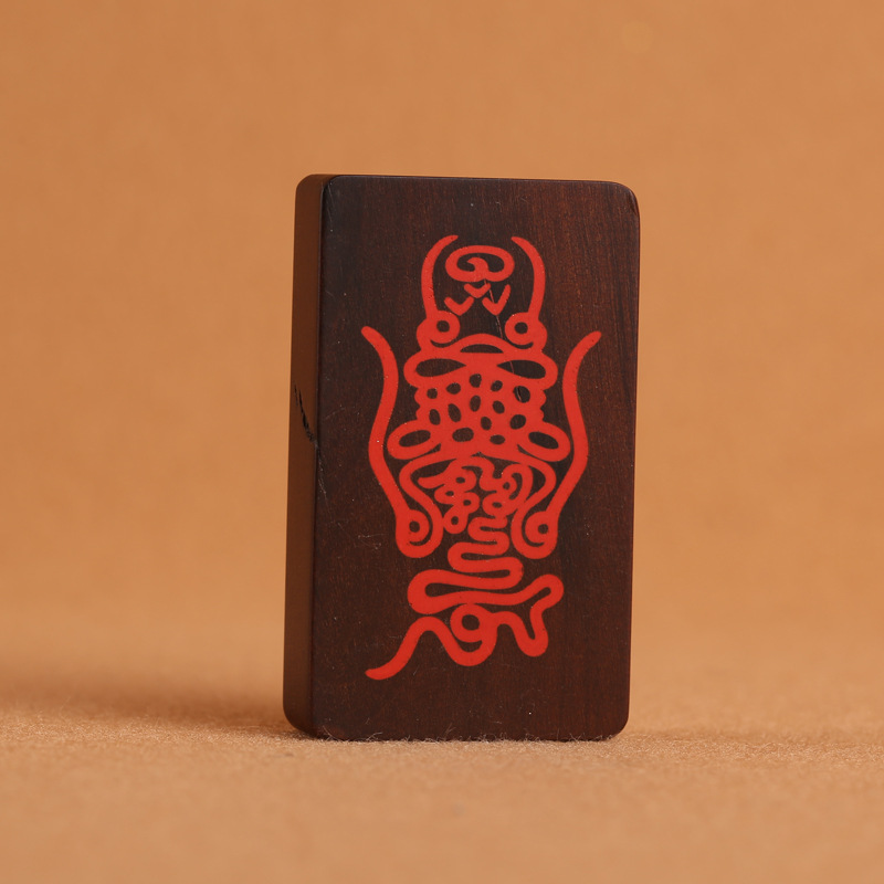 Lightning-struck jujube wood inlaid with raw cinnabar, Thunder Ancestor taboo, True martial taboo pendant, Taoist ritual implements, token necklace pic 11