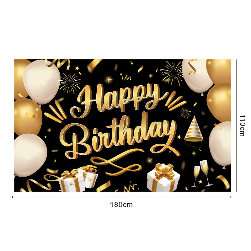 跨境黑金色数字生日横幅 摄影拍照背景布幕布 生日派对场景布装饰 工艺品添彩你的派对详情14