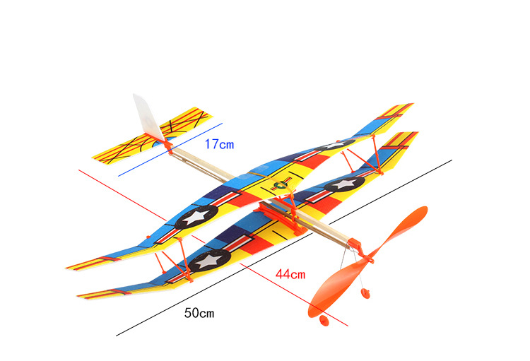 Wholesale of model aircraft assembly rubber band aircraft model toys, Tianchi rubber band power biplane science popularization model pic 5