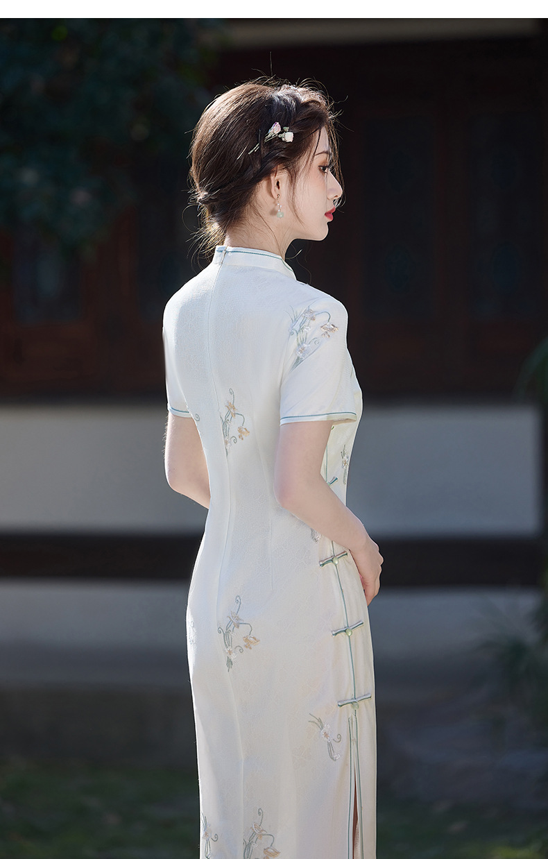 国潮新中式旗袍2025春夏新品年轻少女改良日常旗袍复合蕾丝绣详情16