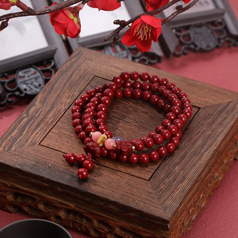 批发紫砂手链好运莲花多圈幸运五叶草手串项链国潮两用设计感手饰详情1