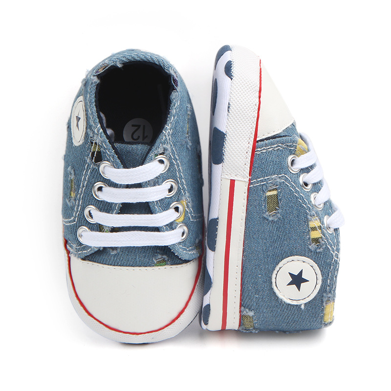 Wholesale of baby shoes for foreign trade, baby shoes, lace-up denim, perforated walking shoes 1247 pic 12