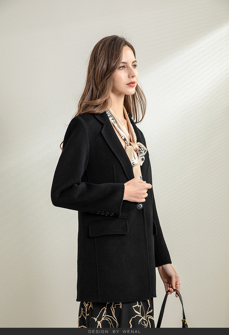 OL style workwear for ladies, waist-cinching and slimming woolen small suit, one-button double-sided woolen suit jacket, European and American style overcoat pic 11