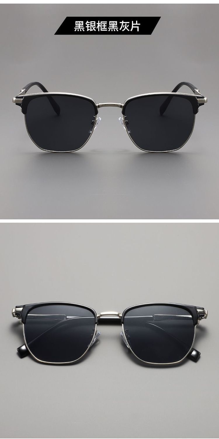 New retro, versatile sunglasses for daily use, UV protection, artistic, individualistic, refined semi-framed, and niche ins sunglasses pic 14