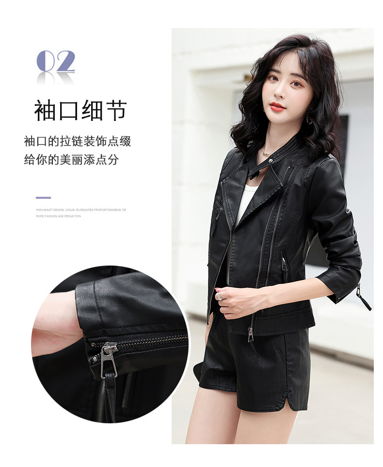 皮衣外套女春秋季2022年新款韩系宽松小个子pu皮休闲短款夹克上衣详情5