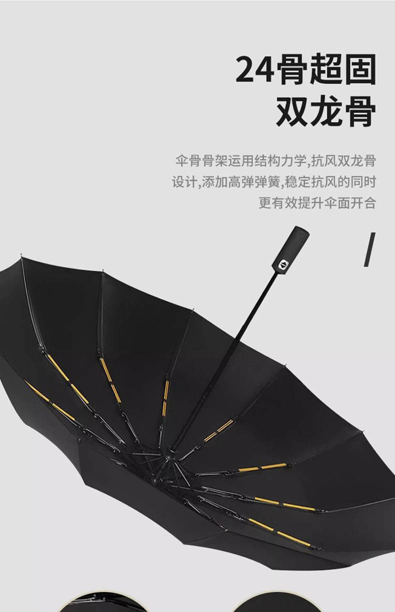 24骨雨伞全自动黑胶遮阳防晒太阳伞男大号折叠晴雨伞定制 自动伞详情15