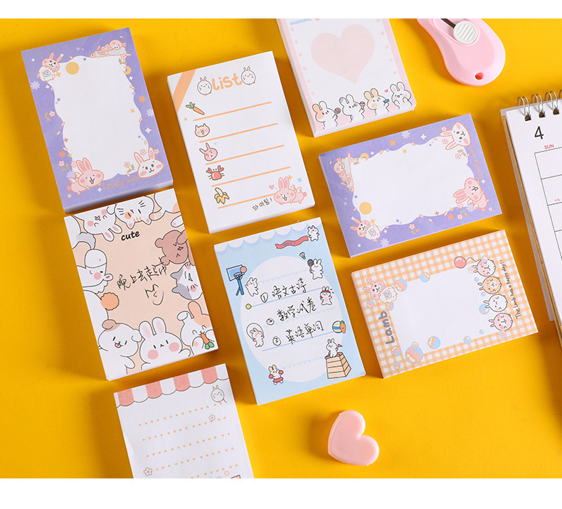 Cute cartoon rabbit memo note book, student notebook, sticky notes that can be torn N times, message notepad pic 13