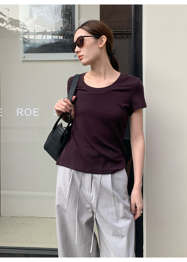 【11 Colors 】 Basic round-neck short-sleeved T-shirt for women 2025 Spring/Summer New simple and versatile solid color top T003 pic 57