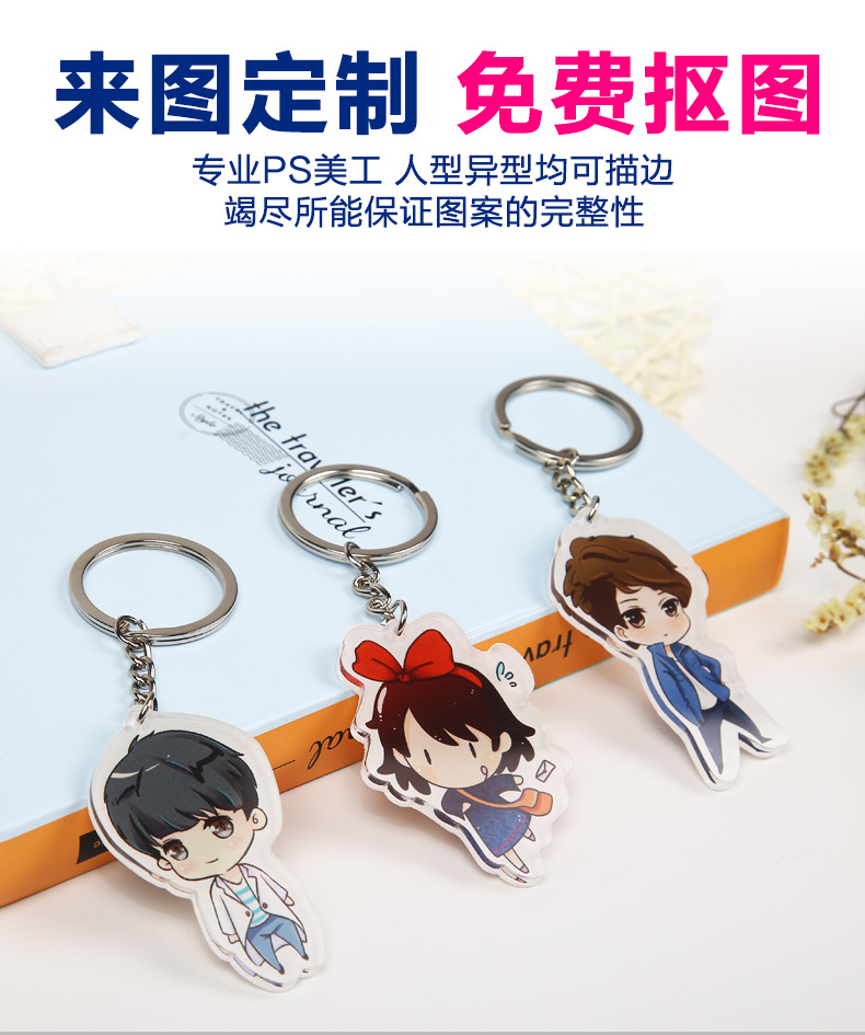Customized acrylic keychains, standing signs, small pendants, comic exhibition merchandise, cartoon and animation photos, creative diy chains pic 3