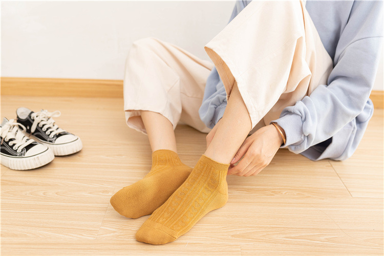 双针女士船袜 纯色日韩系学院风浅口女袜子全棉纯色百搭低帮棉袜详情20