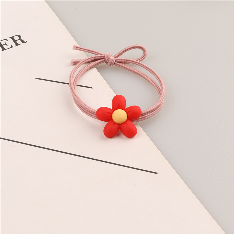 New small red flower hair band, five-petal flower cartoon flower hair tie, hair tie rubber band, high-elasticity braided hair tie pic 20