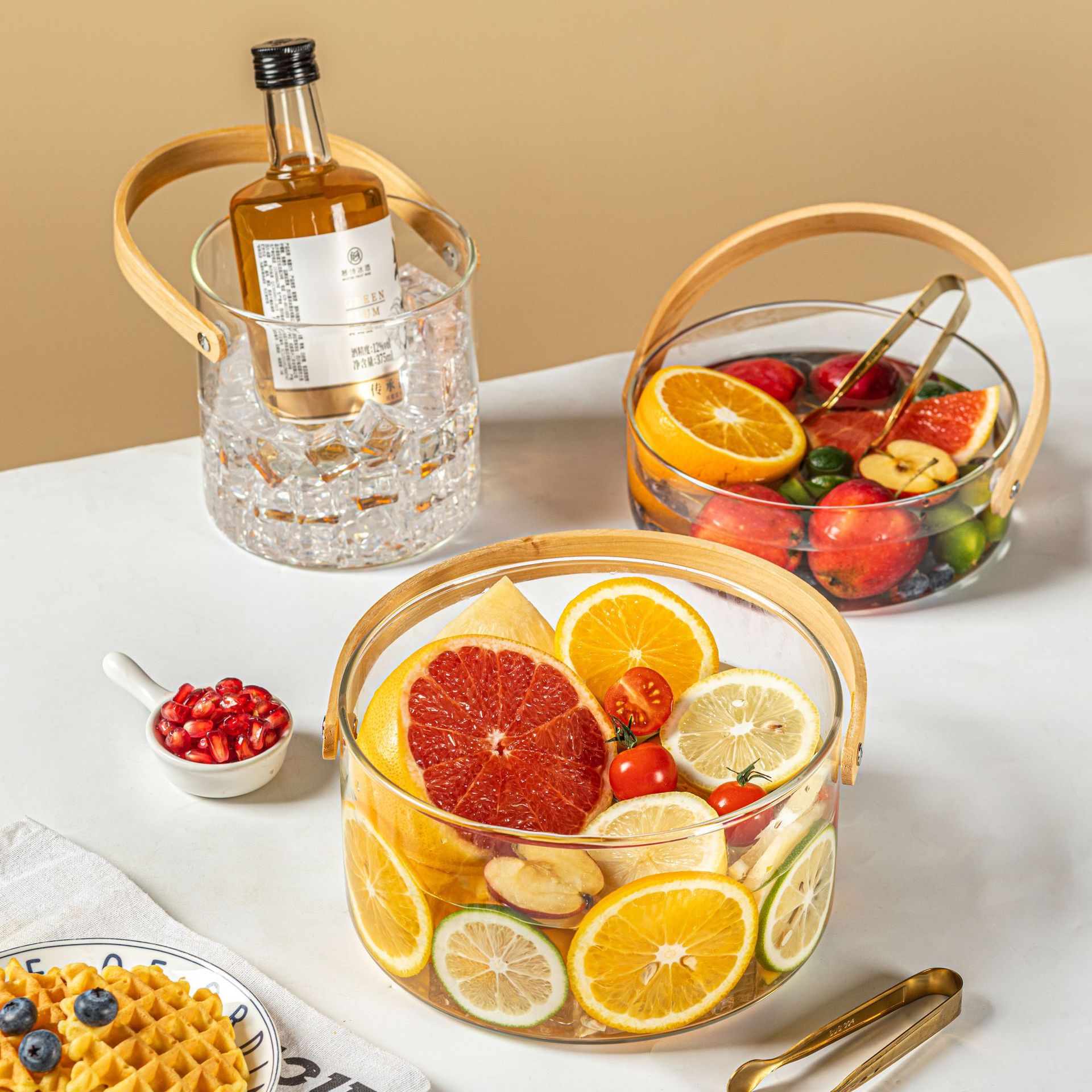 ins风皮革手提玻璃花瓶简约花器家居装饰品收纳摆件烛台水培花瓶详情1