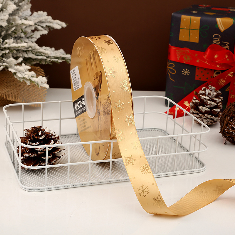Dingxin Christmas Ribbon Wholesale: 2.5CM Christmas gifts, gold-embossed printed packaging ribbons, Christmas tree ribbons pic 68