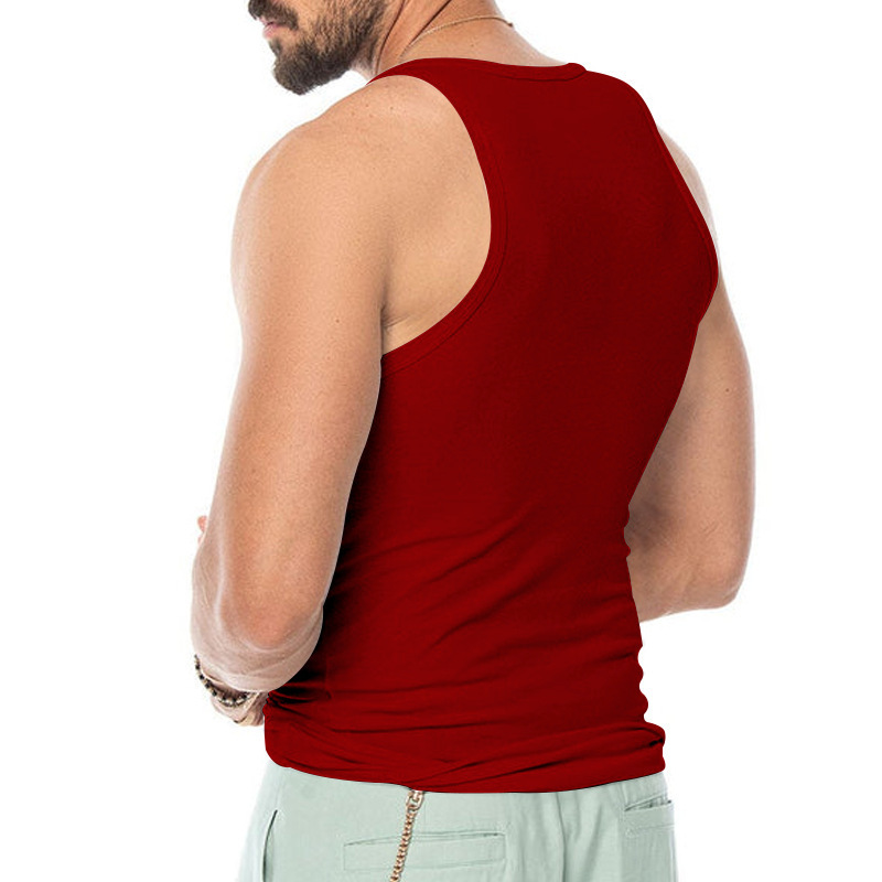 亚马逊男士背心弹力紧身纯色运动背心男夏季修身型健美打底衫批发详情26