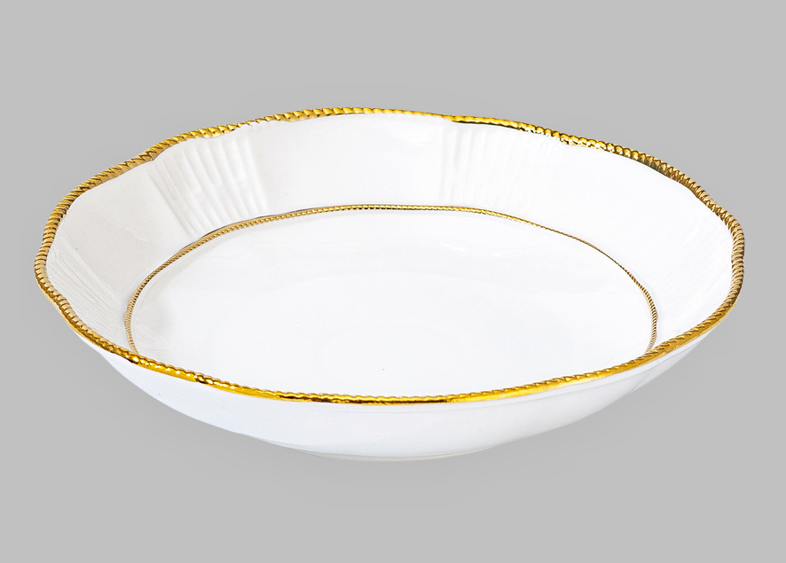 Wholesale of light luxury ceramic tableware sets, high-end gold-plated plates with gold edges pic 2