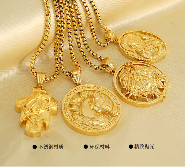 Wholesale of European and American retro trend stainless steel Virgin Mary necklace for men and women hip-hop cross pendant accessories pic 12