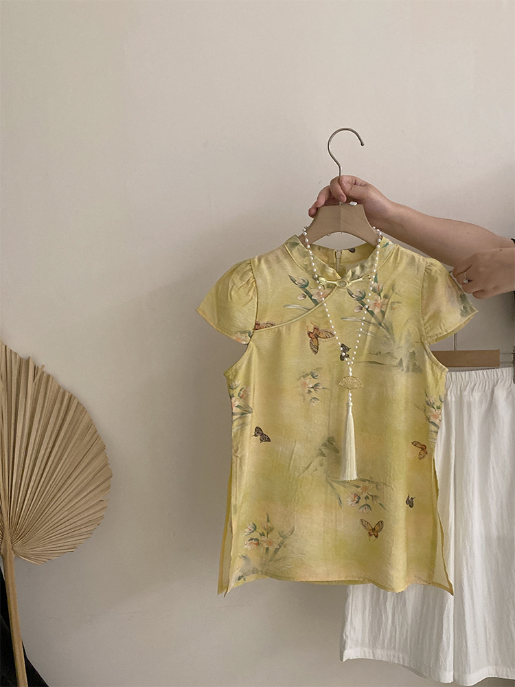 国潮国风女童旗袍夏季轻薄女宝新中式裙子夏装宝宝汉服儿童国风两件套详情8