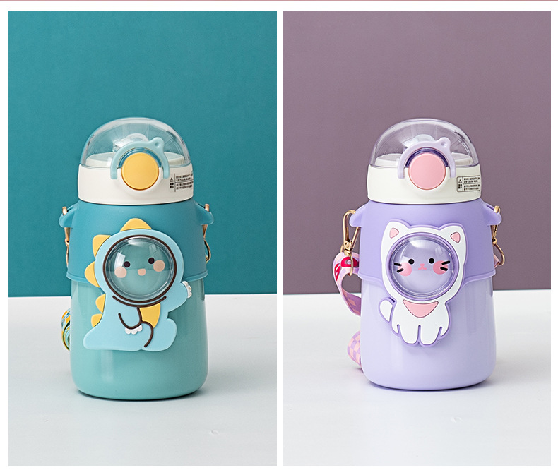 New cartoon soft and cute animal straw insulated cup, 316 stainless steel, popular online celebrity high appearance level, fresh and cute ins water cup pic 10