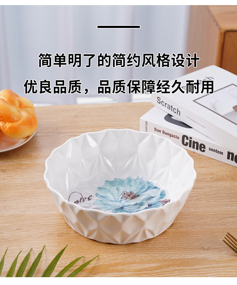 2023 Best-selling fruit plate: Round rhombic, home living room imitation porcelain fruit plate, living room melamine fruit plate LOGO pic 15
