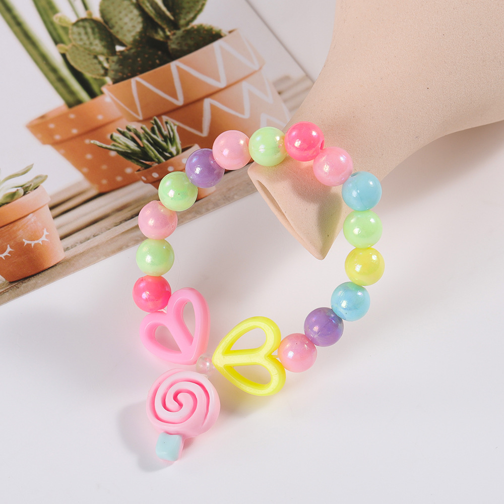 新款亚克力儿童卡通手链 儿童可爱饰品手链手环 厂家批发彩珠手链详情1