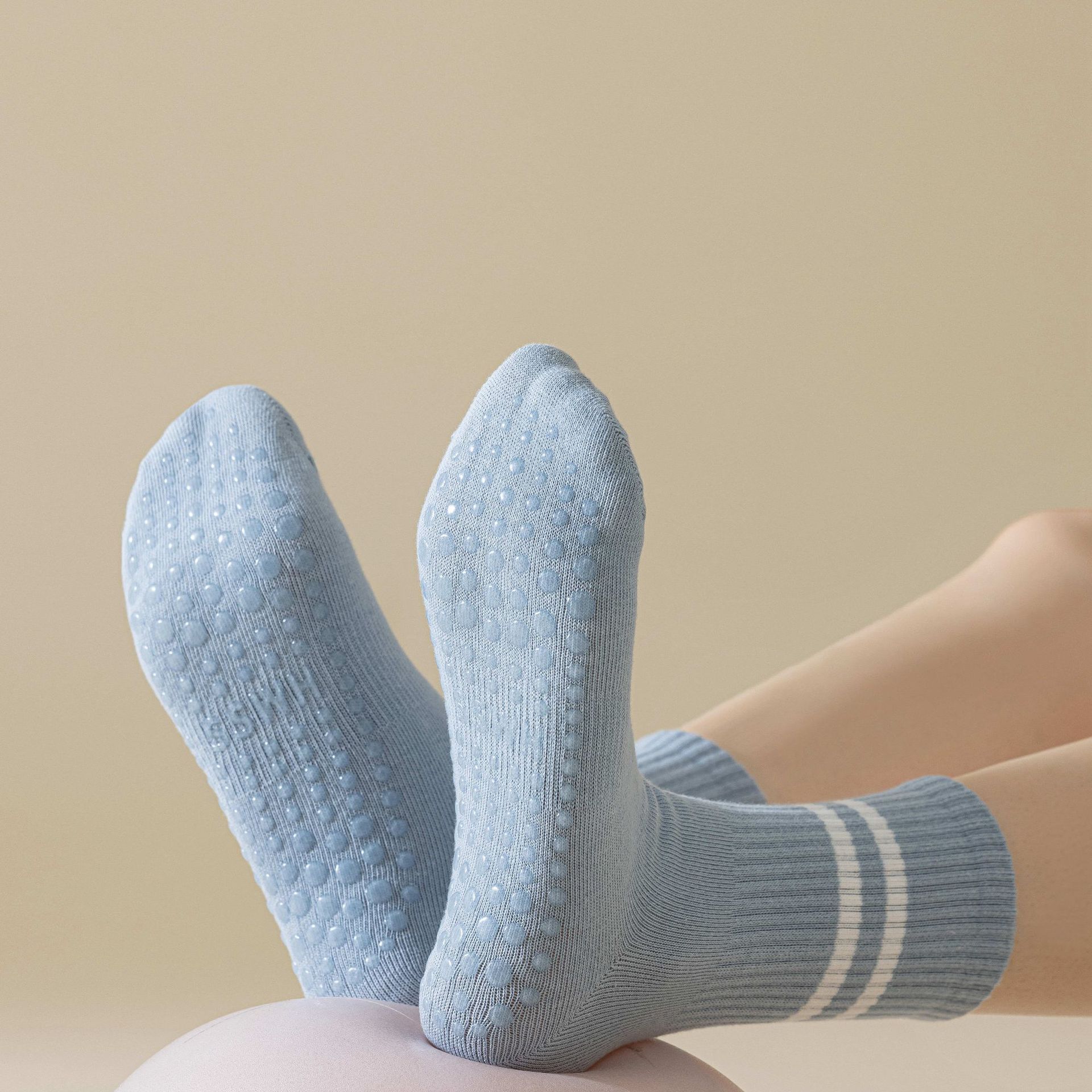 Spring and Autumn new yoga socks, ins style trendy striped color-blocking socks, sweat-absorbing, warm, simple mid-calf cotton socks for women pic 6