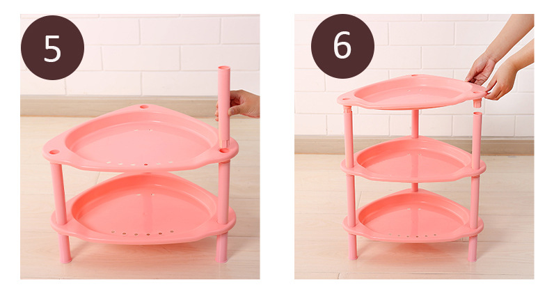 Plastic draining storage rack, non-drilling floor-standing storage rack, multi-functional corner combination kitchen and bathroom basin rack pic 20