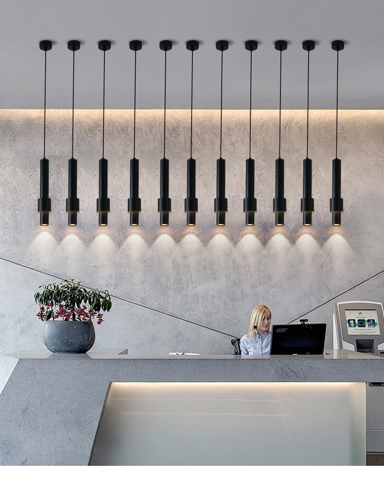 轻奢吊线前台吧台简约现代长线圆柱形长筒led设计北欧床头小吊灯详情3