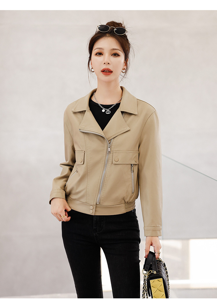 2022年新款春秋装小皮衣女外套宽松显瘦pu皮夹克减龄短款机车服潮详情16