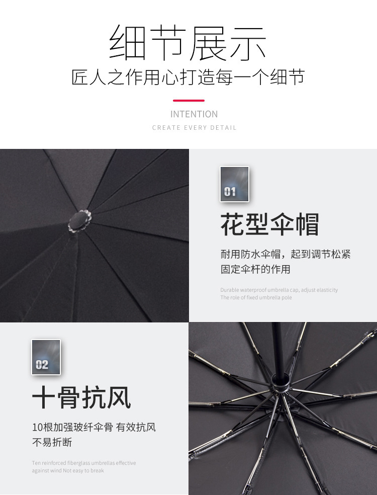 雨伞定制批发全自动三折防晒晴雨伞高级感折叠大号商务礼品广告伞详情12
