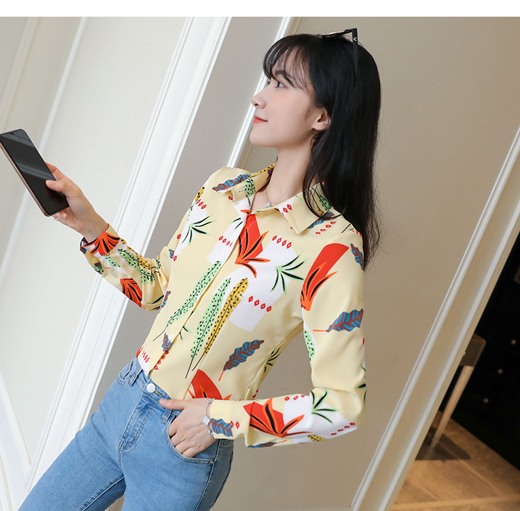 New spring and autumn Korean-style slim-fit shirt for women, long-sleeved printed striped trendy base layer, Hong Kong-style top for women pic 66