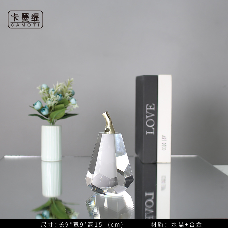 Modern light luxury crystal ornaments, simple European-style home living room TV cabinet, fruit decorations, model room decorations pic 30
