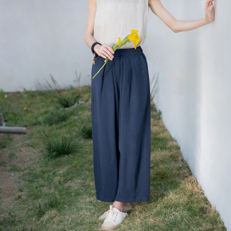 New Spring/Summer 2023 artistic and retro loose linen drape casual pants pic 12