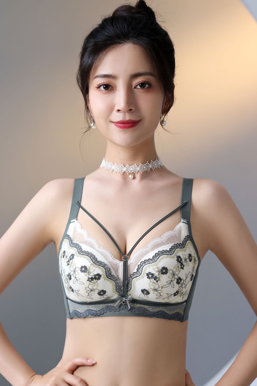 232蕾丝文胸女性感小胸聚拢刺绣无钢圈防下垂调整型内衣批发新款详情17