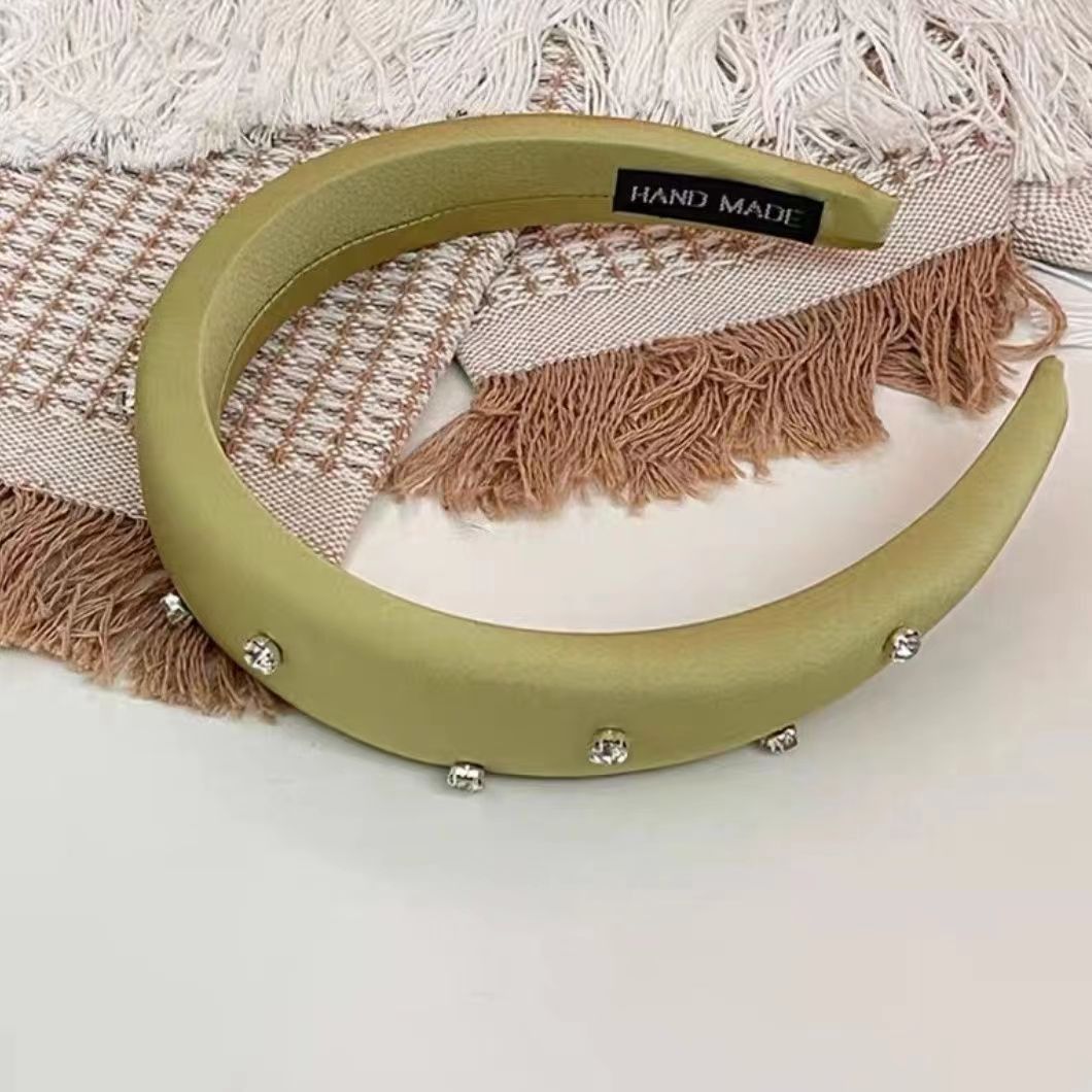 New ins silk satin surface rhinestone pressure headband from Japan and South Korea, high top of the head sponge moisture-making face slimming summer headband hair accessory pic 13