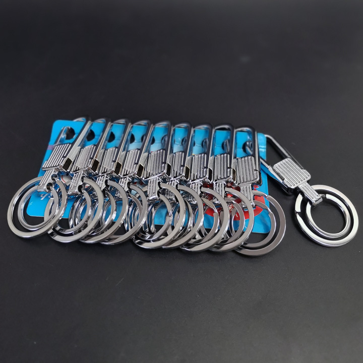 I1928 alloy double-ring keychain, keychain ring creative accessories, bag pendant, Yiwu 2-yuan 2-yuan store pic 3