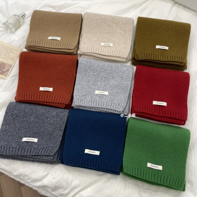 软糯100%澳洲纯羊毛围巾女秋冬季百搭加厚保暖纯色米色围脖男女详情1