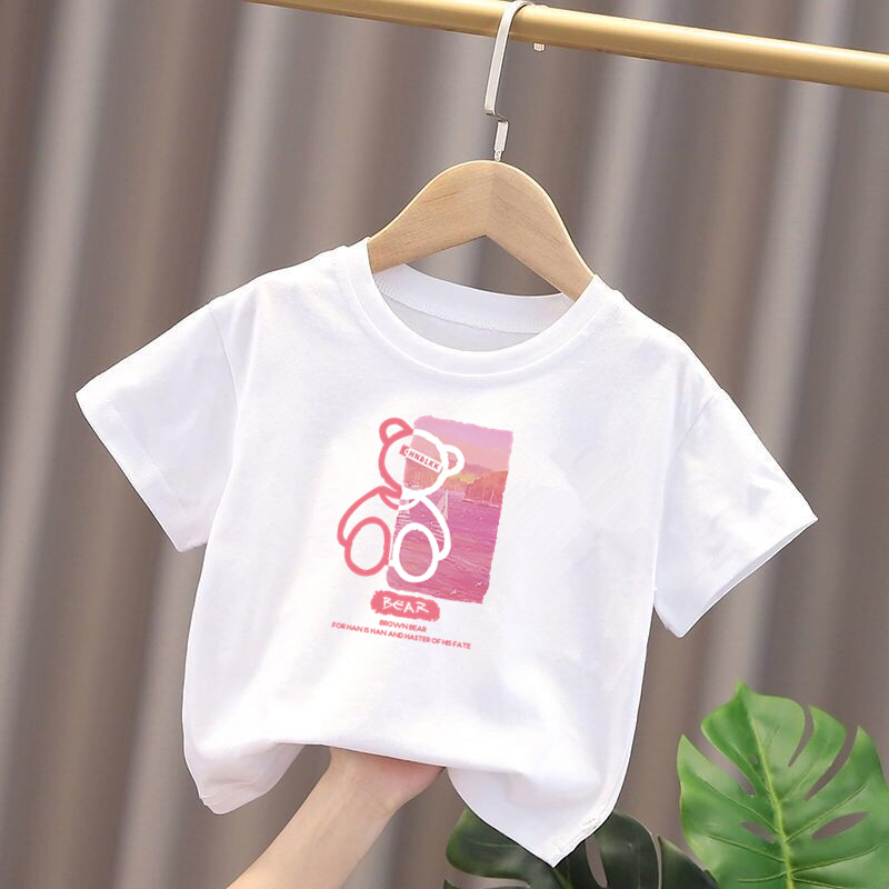 100%纯棉儿童短袖T恤女童夏装2024新款打底衫大中小童洋气上衣潮详情23